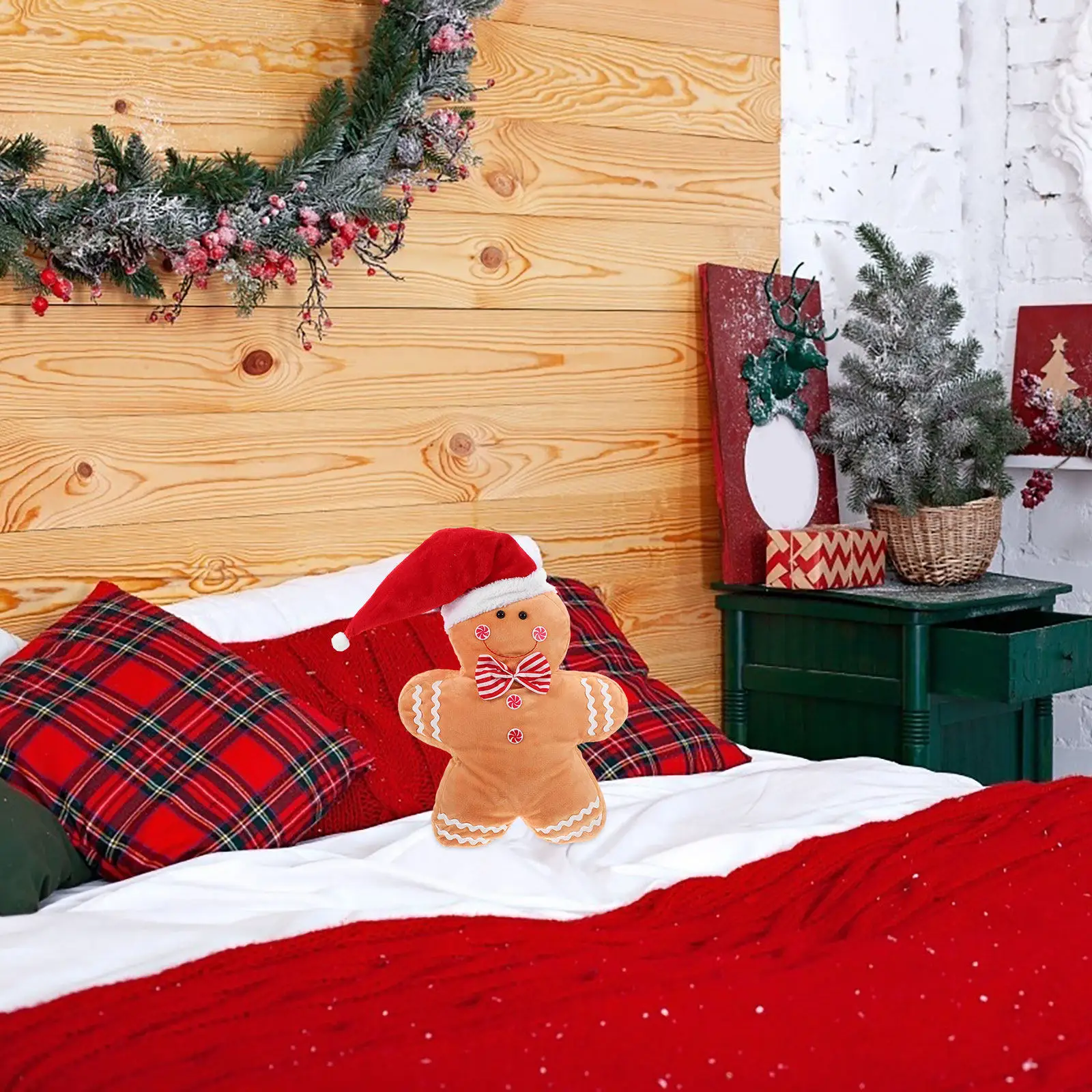 

Christmas Gingerbread Man Pillow Cute Stuffed Gingerbread Man Cushion Holiday Sofa Bed Throw Pillow Decor Candy Cane Pillows