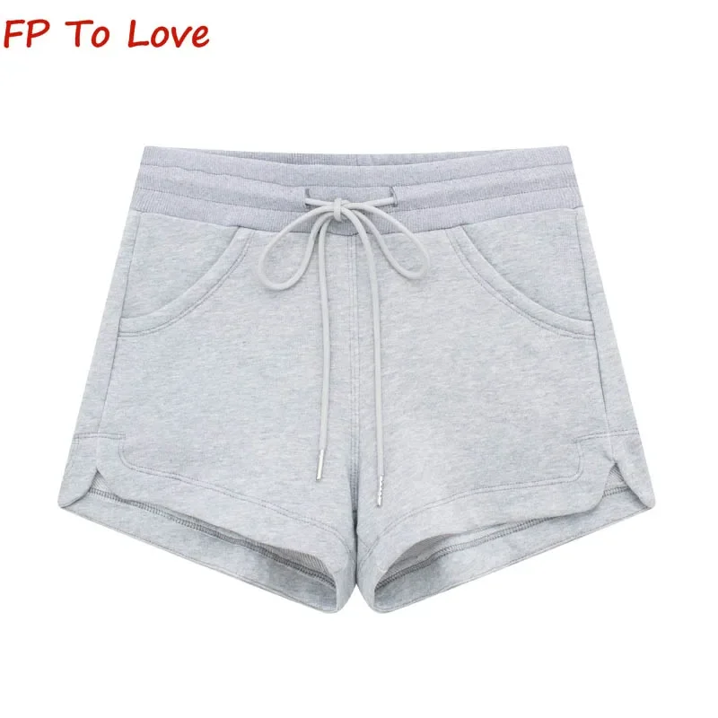 

Y2K Spice Girls 2024 Summer Loose Straight Casual Hot Pants High Waist Street Drawstring Shorts