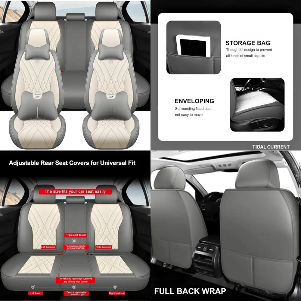 

Чехлы на автомобильные сиденья Amooca, полный комплект, защита автомобильных сидений, подходит для большинства автомобилей, внедорожников, передние и задние сиденья, водонепроницаемая кожаная наппа Ca