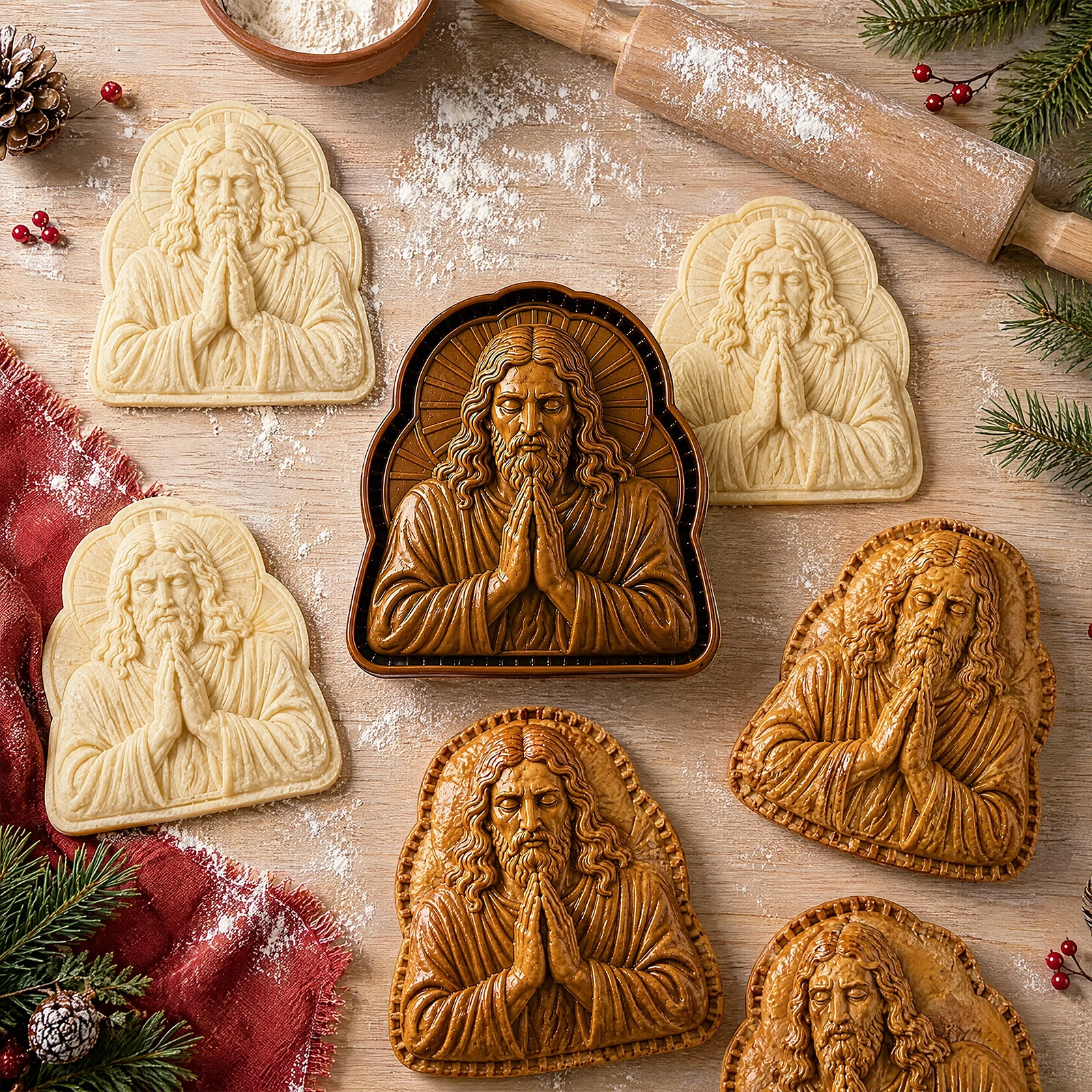 3D Faith Christmas Mini Pie Set Religious Hand Pie Pastry Pocket Cutter Tool