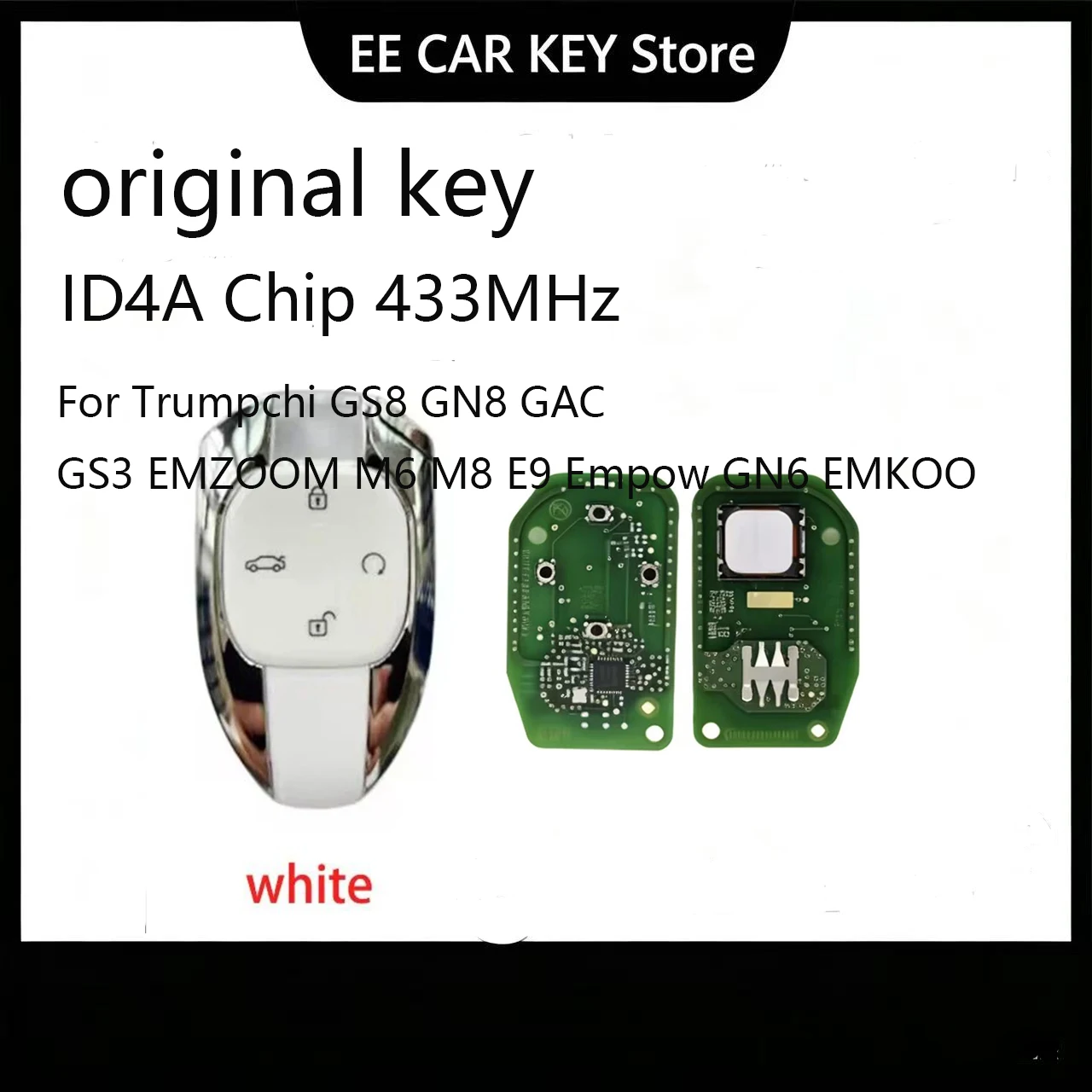 

ID4A Chip 433MHz for GAC GS3 EMZOOM M6 M8 E9 Trumpchi Empow GS8 GN8 GN6 EMKOO Remote Key Original OEM Remote Key 4 Buttons