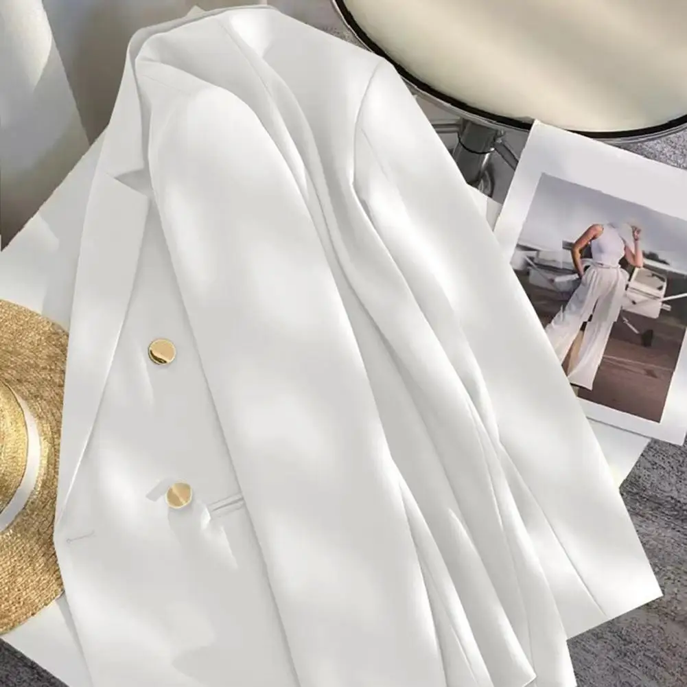 ソリッドカラーのスーツコートエレガントな女性のダブルブレストスーツコートラペル長袖カジュアルカーディガンジャケットビジネスウェア用