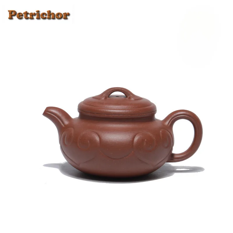 

300 мл Бутик Исин Фиолетовые глиняные чайники ручной работы Ruyi Антикварный горшок Сырой руды Фиолетовый грязевой чайник Чайный сервиз Zisha Принадлежности