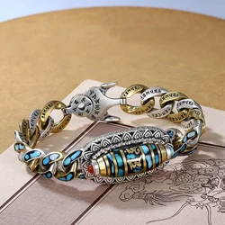 Buddhastone Silver color Personalized Retro Transfer Rotating Nine Eye Beads Orchid Bracelet for Men Neutral High Jewelry