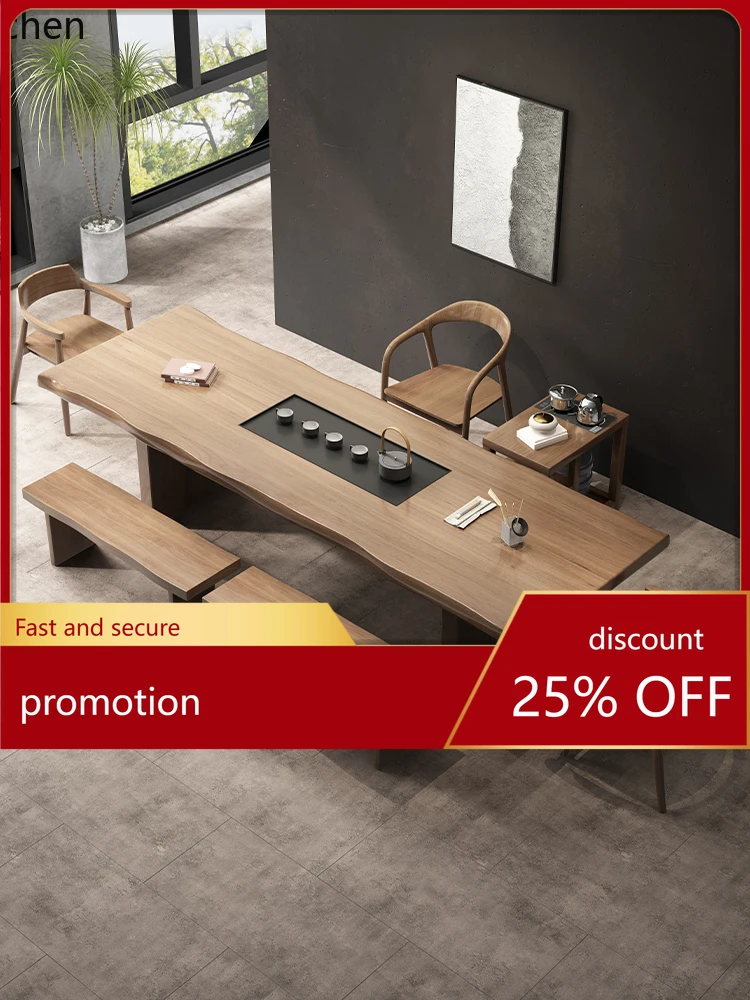 

CZ Solid Wood Tea Table and Tray Integrated Tea Brewing Table and Chair Set for Home and Office Use