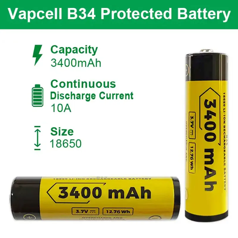 Original Vapcell INR 18650 Battery With Protection Circuit Board N40 N36 F38 PCB Battery 4000mAh Rechargeable Lithium Battery