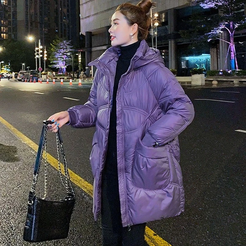 2025 معطف نسائي فضفاض منتفخ متوسط الطول سترة قطن شتوية أساسية ملابس خارجية دافئة #6