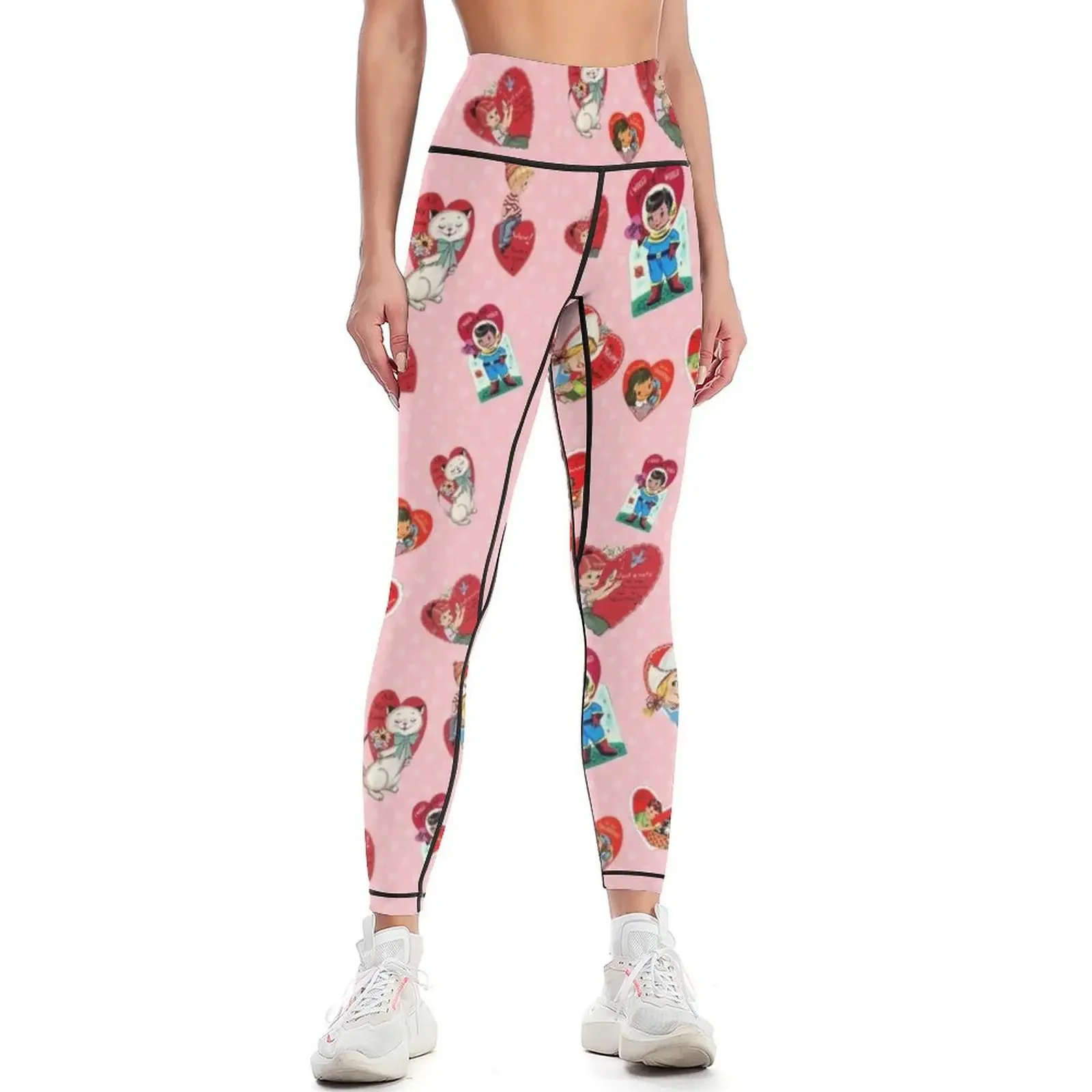 

Vintage Valentine Pattern Leggings Women's gym Sports pants woman legings for fitness flared Womens Leggings