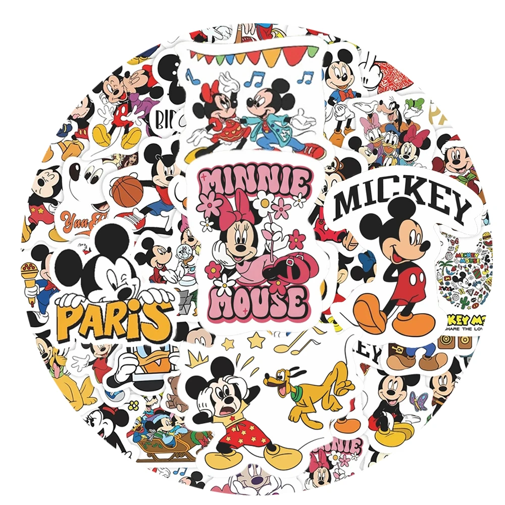 

10/30/66pcs Disney Cute Mickey Mouse Anime Stickers Funny Cartoon Graffiti Decals Notebook Phone Guitar Luggage Sticker Toy Gift