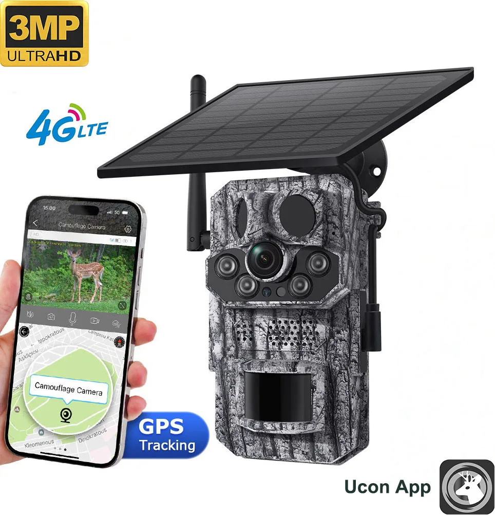 Solar Hunting Camera With App Control 4G Tracking Cam APP Control 7800mAh Li-Battery Night Color Vision Animal Monitoring Camera