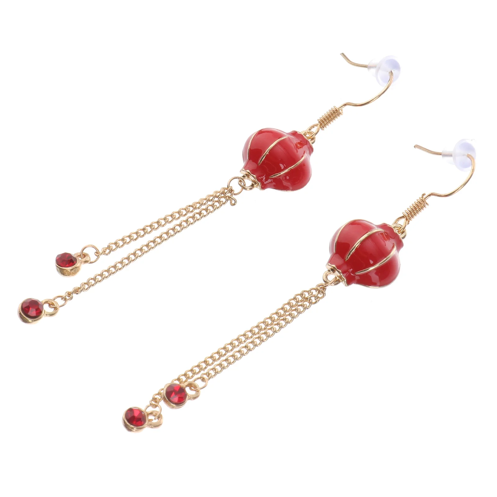 

2Pairs Lantern Earrings Chinese Style Festive Dangle Earrings Red Color Women Ear Accessories New Year Gift Women Ear Jewelry