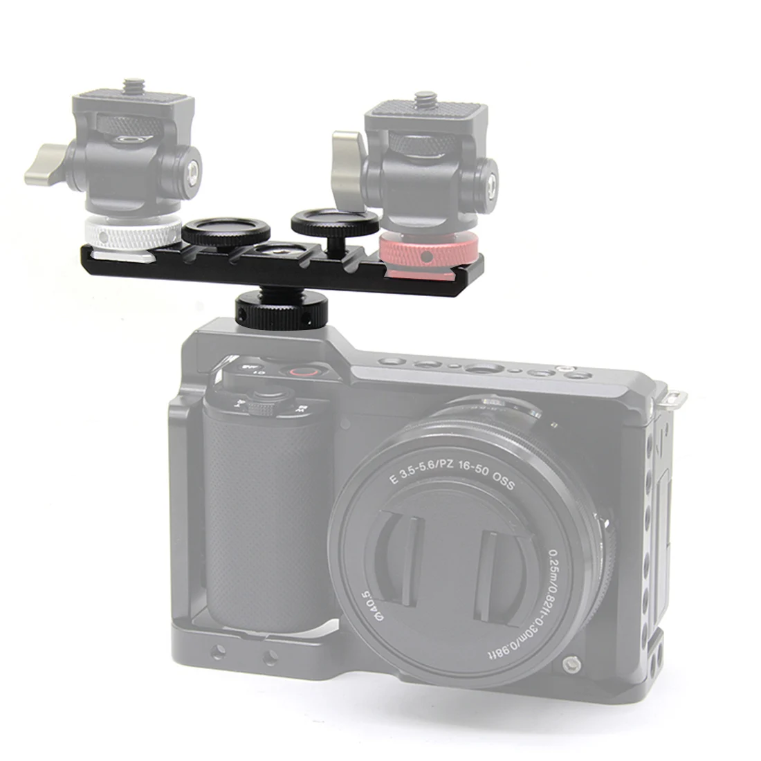Doppel Kalten Blitzschuh Adapter Halterung Verlängerung Halter Video Halterung für Canon für Nikon Stativ DSLR Kameras Blitzlicht Mikrofon – Detail 20