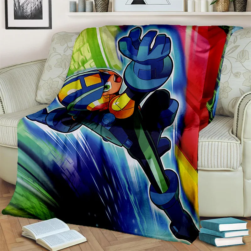 

Retro Games Megaman Rockman Cartoon Blanket,Soft Throw Blanket for Home Bedroom Bed Sofa Picnic Travel Office Cover Blanket Kids