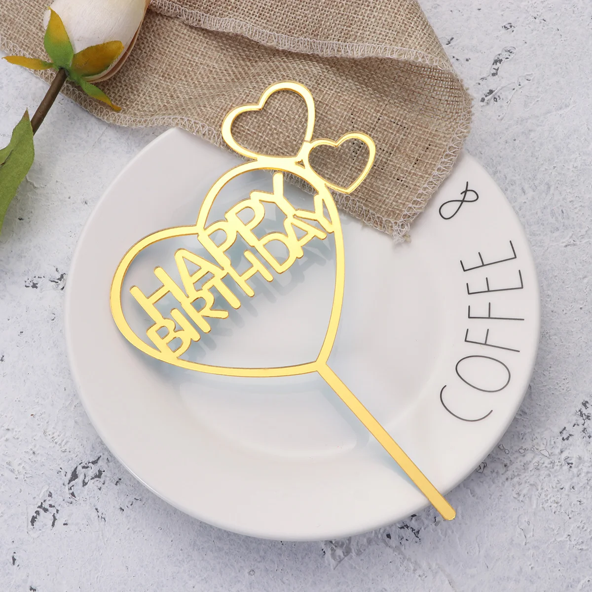 

Peach Heart Acrylic Cake Topper Picks Golden Mirror Material Safe for Cake Decorating Birthday Wedding Party Supplies