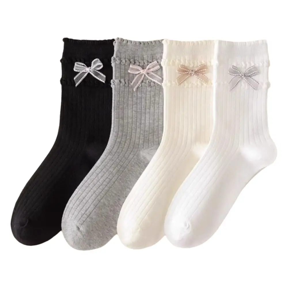 

Kawaii High Elastic Long Stockings Knitted Bow Lace Leg Warmers Sweet Style Lolita Style Socks Autumn Winter Season