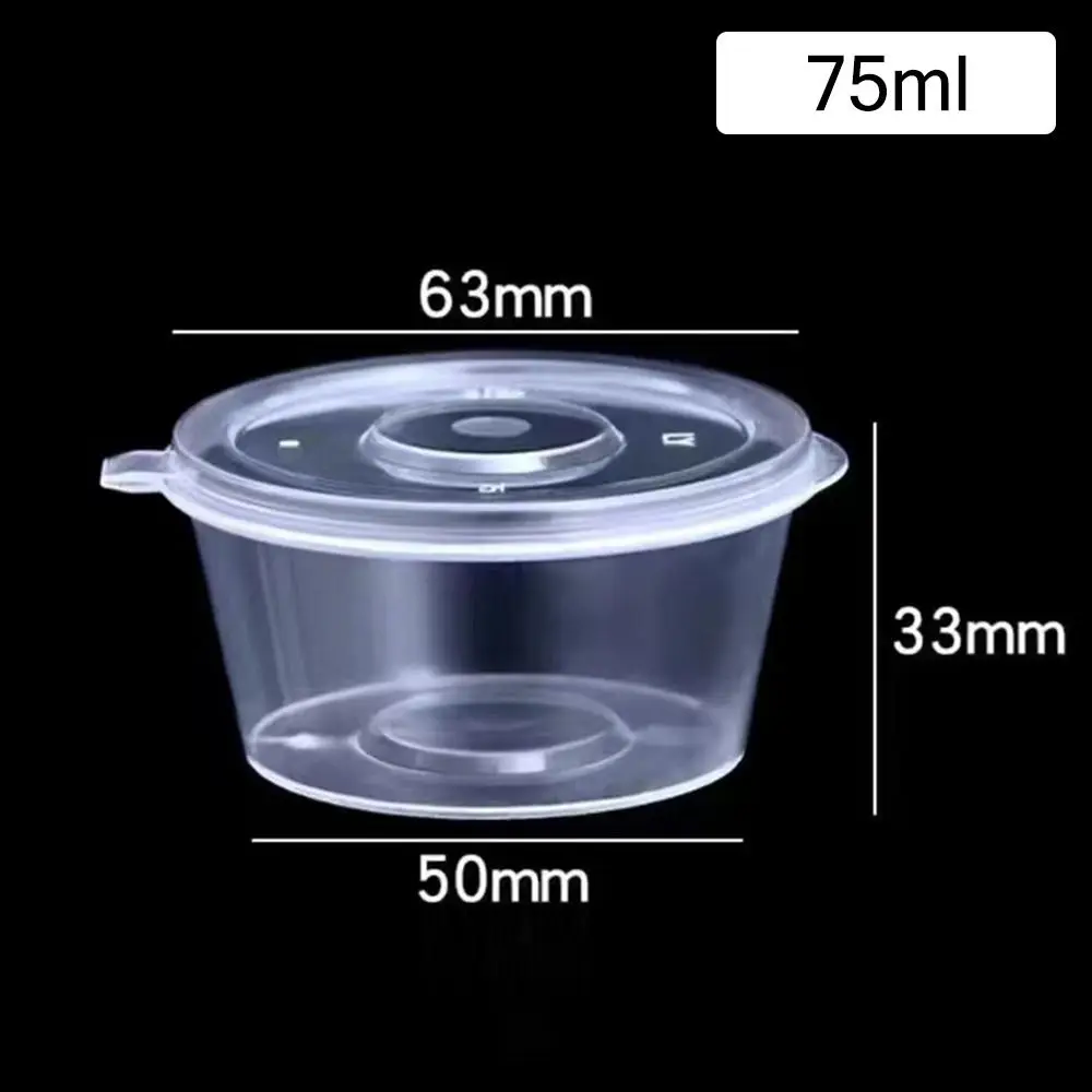 Taza de salsa desechable sellada y a prueba de fugas, recipientes para tazas de salsa, caja de salsa portátil reutilizable con tapas con bisagras, 50 Uds.