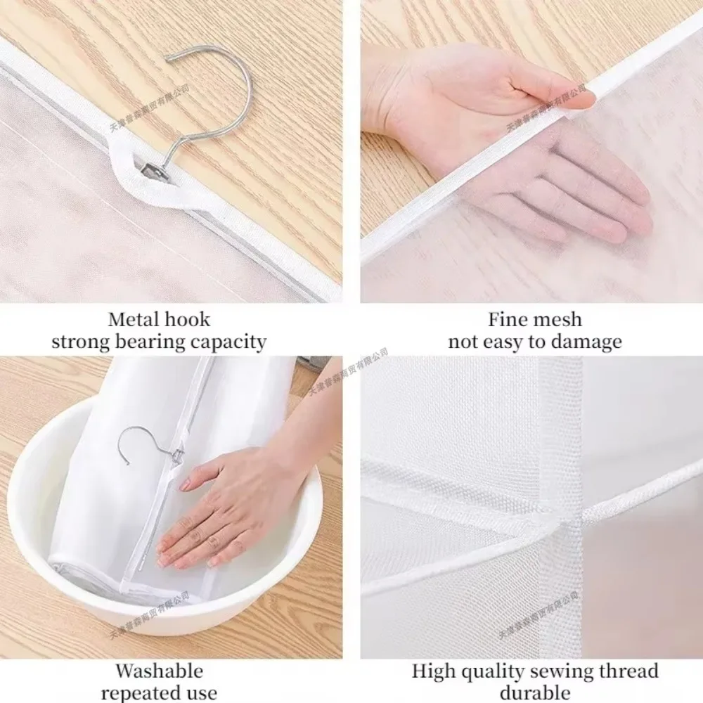 1/2 قطعة معلقة نوع حمل مقسم حقيبة أكياس صديقة للبيئة الغبار واقية ثلاثي الأبعاد شفافة التخزين المنظم للخزانة