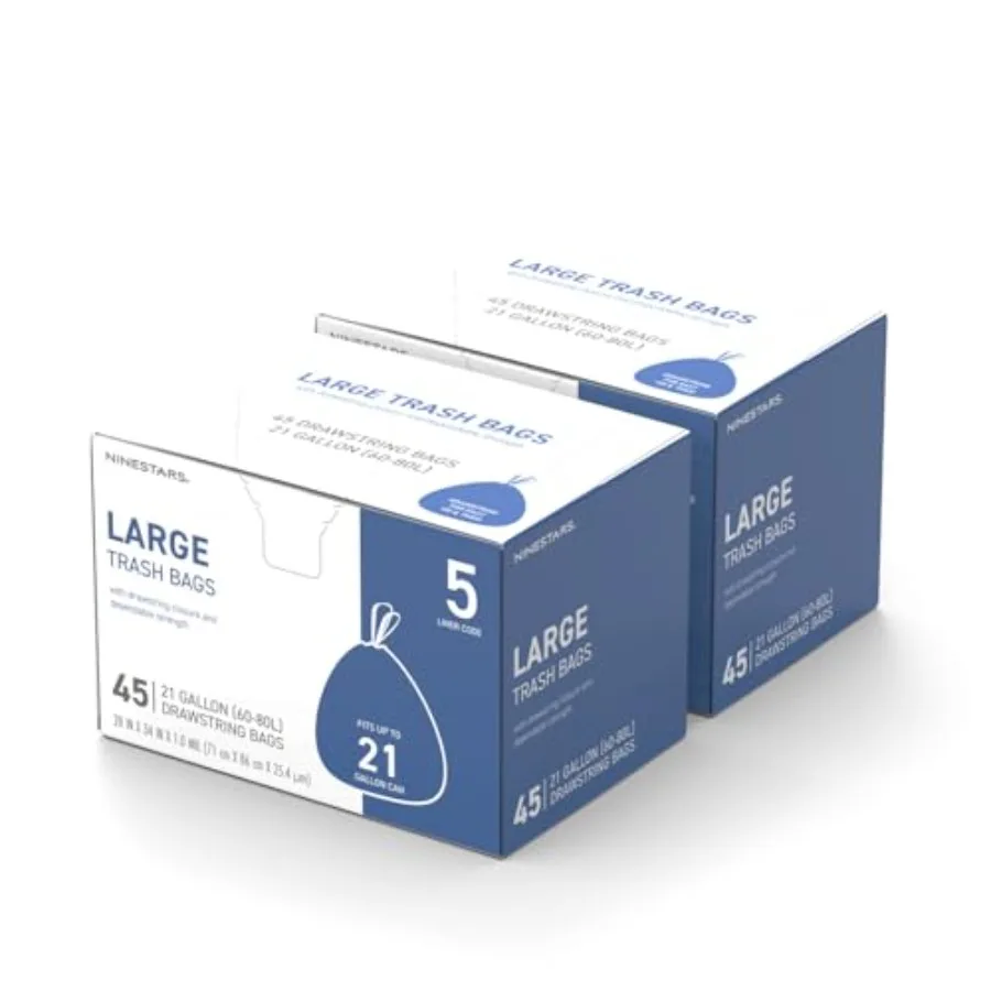 

Extra Strong White Trash Bags with Drawstring Multiple Sizes 90 Count Kitchen Drawstring trash bags 90 Trash Bags 21 gallon 90