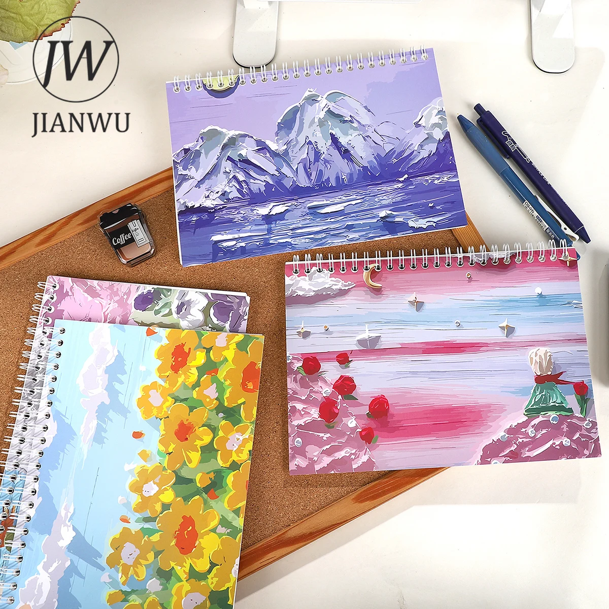 JIANWU A5 Flower Painting Landscape Material Collage Release Paper Notebook Creative DIY Student Supplies Stationery