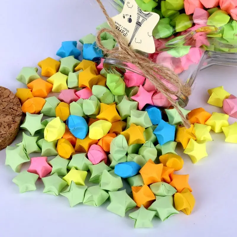 90pcs Origami Stars Folding Paper Stars Lucky Colorful Origami Paper Stars DIY Arts Crafting Wedding Party Home Decor Supplie