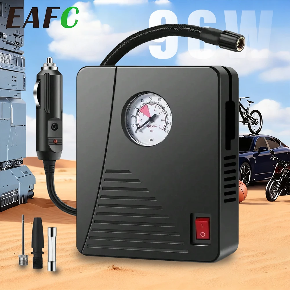 EAFC Portatile 96W Con Filo Gonfiatore di Pneumatici Compressore D'aria Pompa di Aria per Auto per Pneumatici Moto 100PSI Gonfiaggio Veloce Pneumatici Gonfiatore