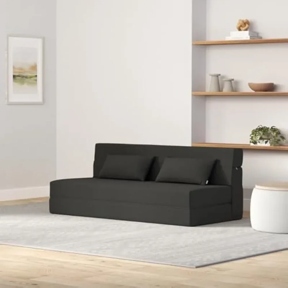 أريكة سرير مع وسائد - أريكة أرضية قابلة للتحويل ومرتبة نوم، نائمة من إسفنج الذاكرة قابلة للطي لغرفة المعيشة/D #2