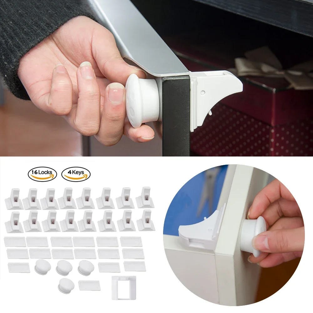Protection Invisible Lock Kids Baby Safety Lock Children Magnetic Child Safety Lock Limiter  Security Drawer Latch Cabinet Door