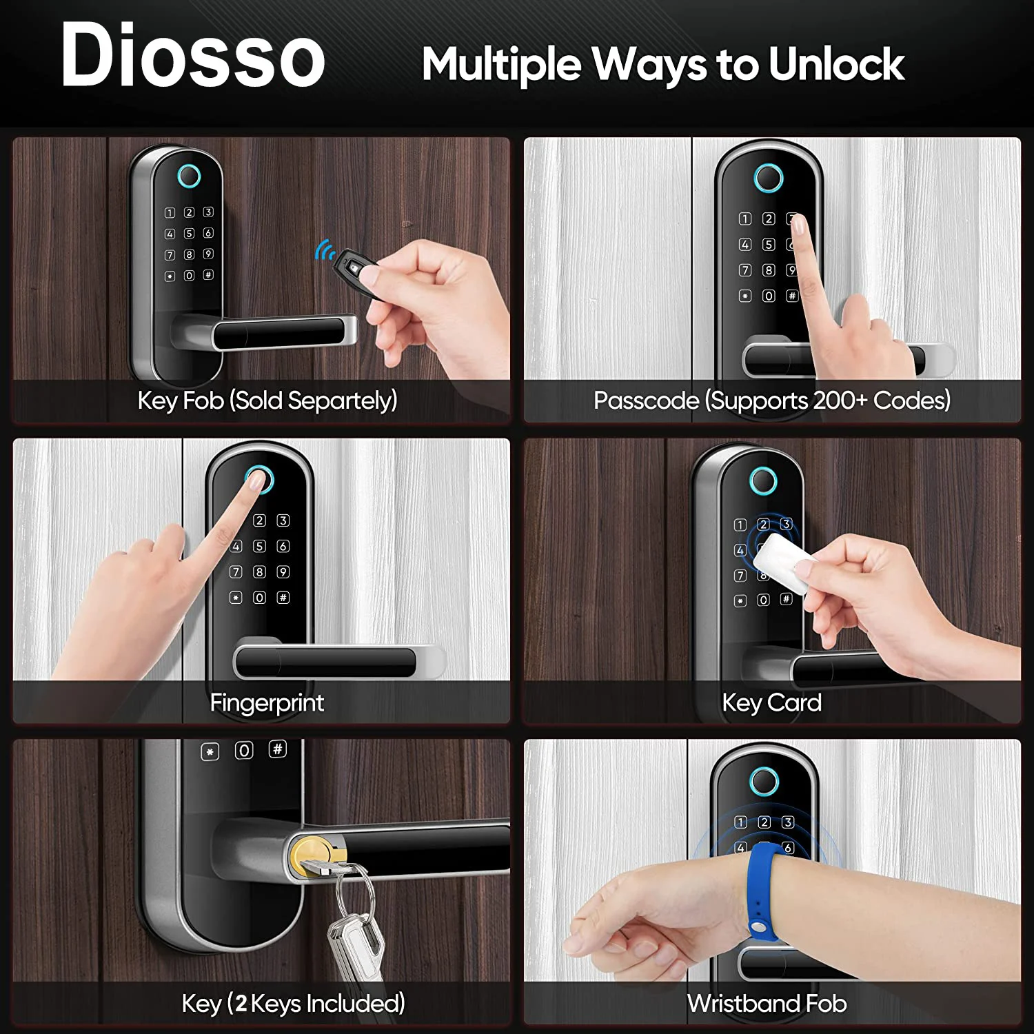 Europe Smart Lock for Front Door Keyless Entry Door Lock Fingerprint Lock, Digital Electronic Door Lock without mortise