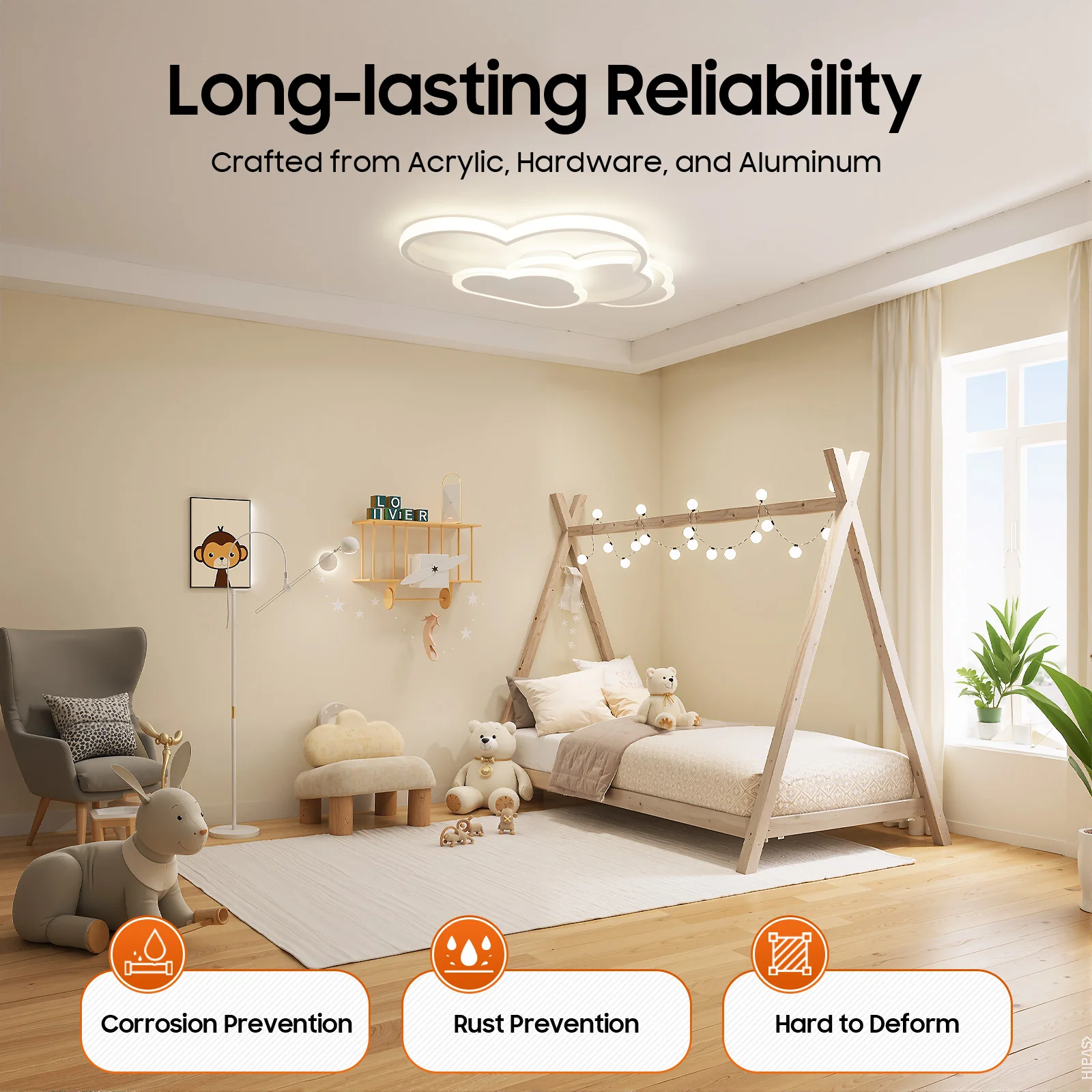 مصباح سقف سحابي LED، تركيبات إضاءة غرفة الأطفال قابلة للتعتيم 3000-6500 كيلو، مصباح دراسة لغرفة نوم الأطفال، ضوء ليلي