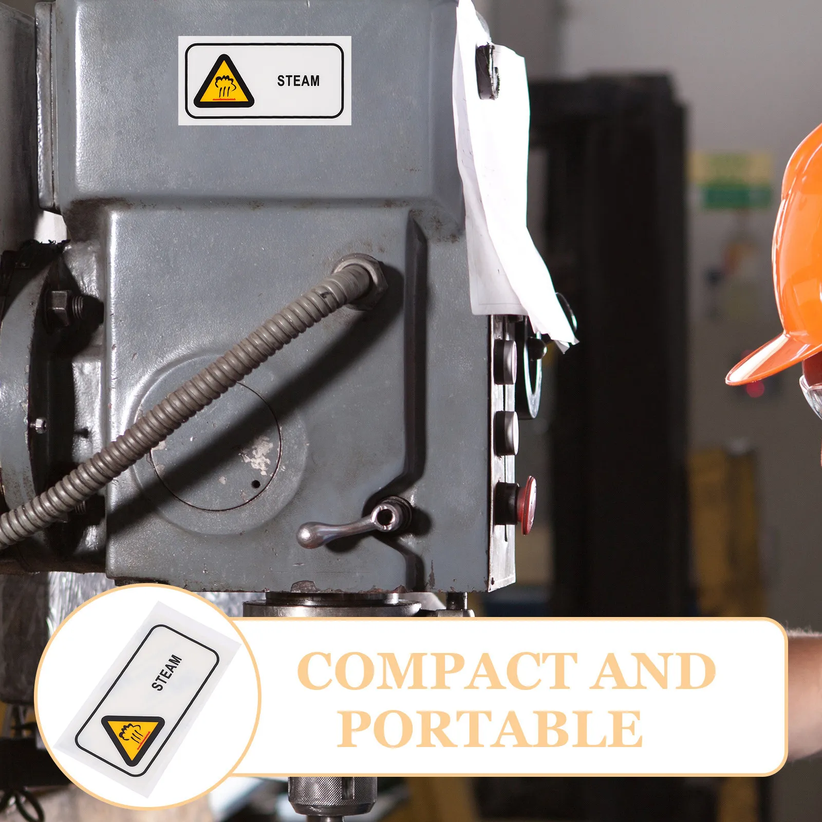 Industrial Steam Warning Sign Caution Hot Surface Sticker High Temperature -English Pet Material Waterproof Safety