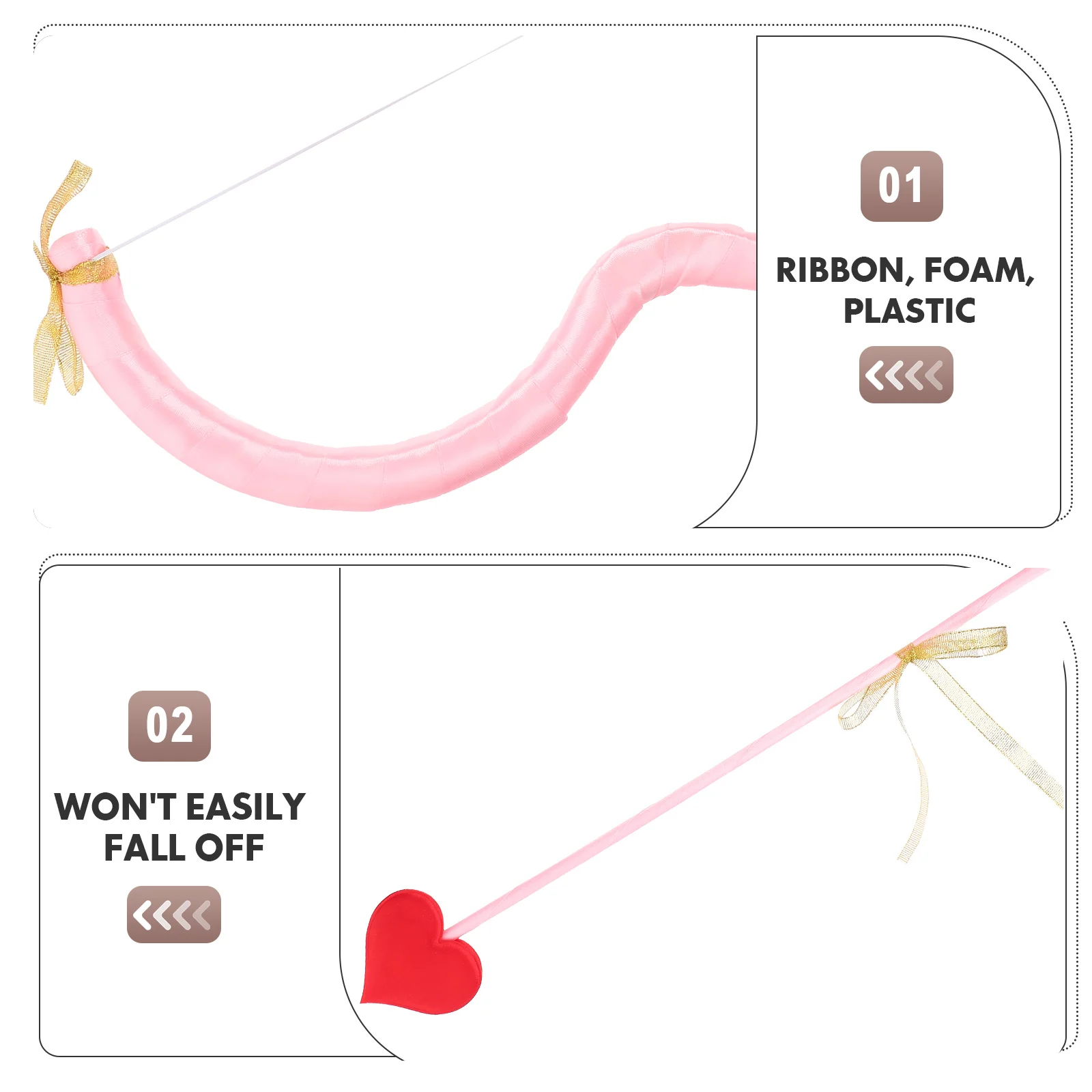 

1 Set Foam Cupid Arrow Bow Cosplay Party Photo Prop Stage Masquerade Accessory Valentine Costume Decor Reusable Comfortable Bow
