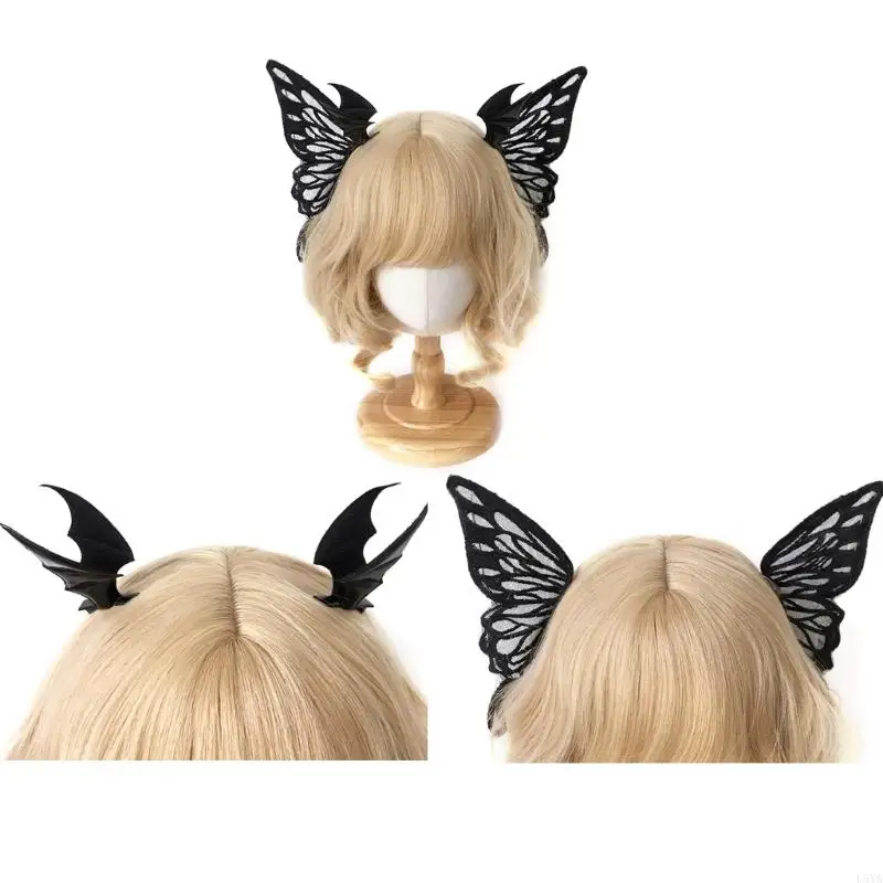 

L5YA Bat Wing Hair Clip Devil Wing Hair Clip Black Butterfly Hair Clip Goth Barrettes