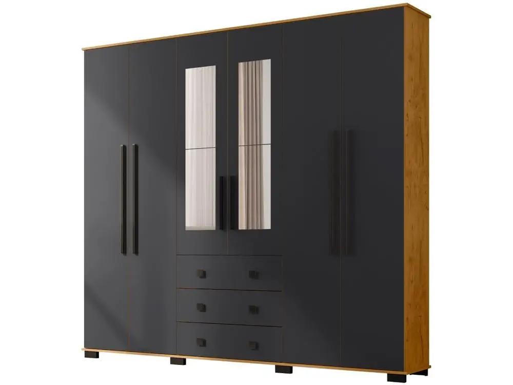 Araplac Malu 6 Doors Couple Wardrobe with Mirror