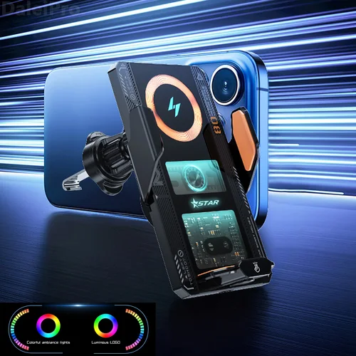 Cargador inalámbrico para coche, soporte magnético para teléfono para Samsung, iPhone, Xiaomi, estación de carga rápida de inducción infrarroja de 66W