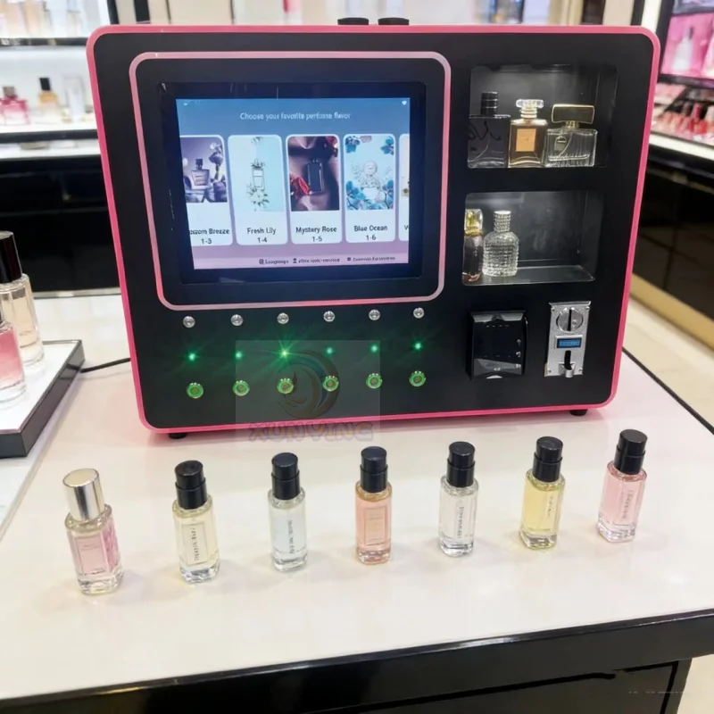 Coin and Card Operated Perfume Dispenser, Self-service Fragrance Vending Kiosk Machine