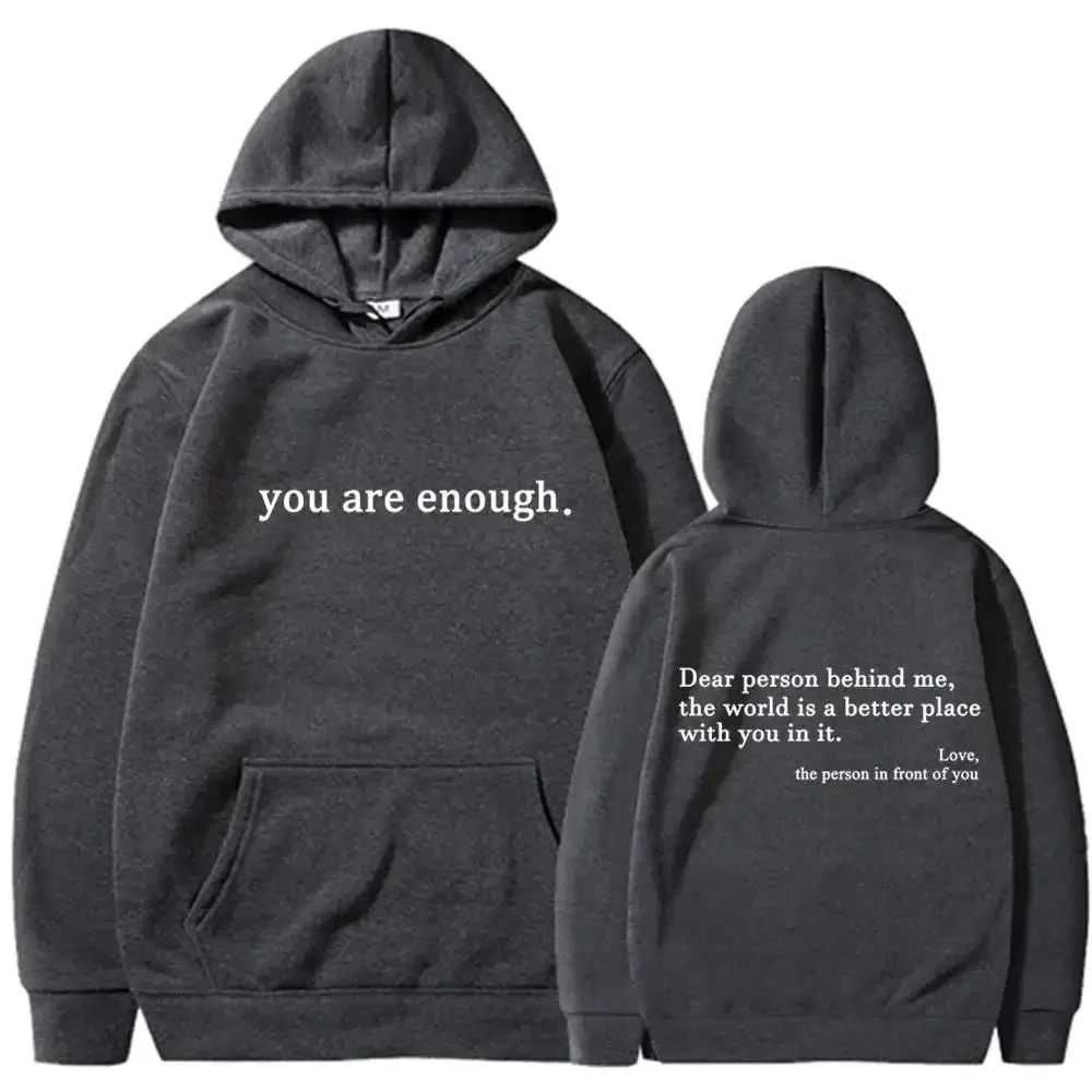 Autumn Winter Men Hooded Dear Person Behind Me The World Is A Better Place Print Hoodie Sweatshirts Unisex Pullovers Clothing