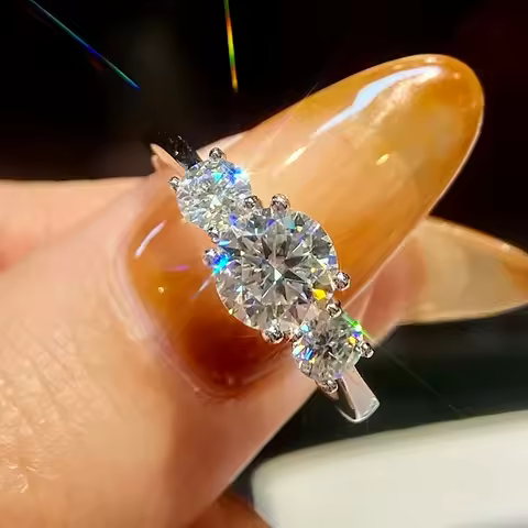 GRA 1.6ct Real Moissanite Diamond Round Ring for Women 925 Sterling Silver Party Anniversary High Quality Fine Luxury Jewelry