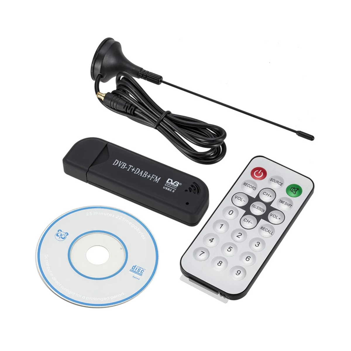 디지털 DVB-T SDR + DAB + FM TV 튜너, 리시버 SDR TV 스틱, RTL2832U + FC0012, 고품질 USB2.0