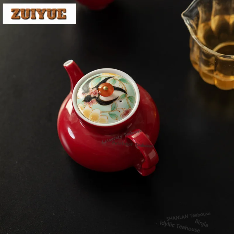 

150ml Hand-painted Flower And Swallow Teapot Creative Tea Infuser Pot Tea Brewing Kettle With Strainer Cha Supplies Ornaments