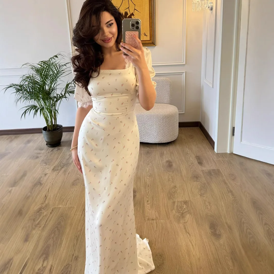 

2026 Spring Slim Fit Tie Satin Print Gentle Fairy Style Lace Dress For Women Robe Abaya Ramadan Dubai Luxury Islam Elegant