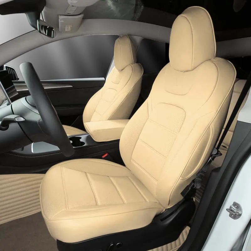 Nappa lederen zittinghoezen voor Tesla Model 3 Y Halve set voorstoelen / achterstoelen Witte kussens Auto-interieur accessoires 2017-2025