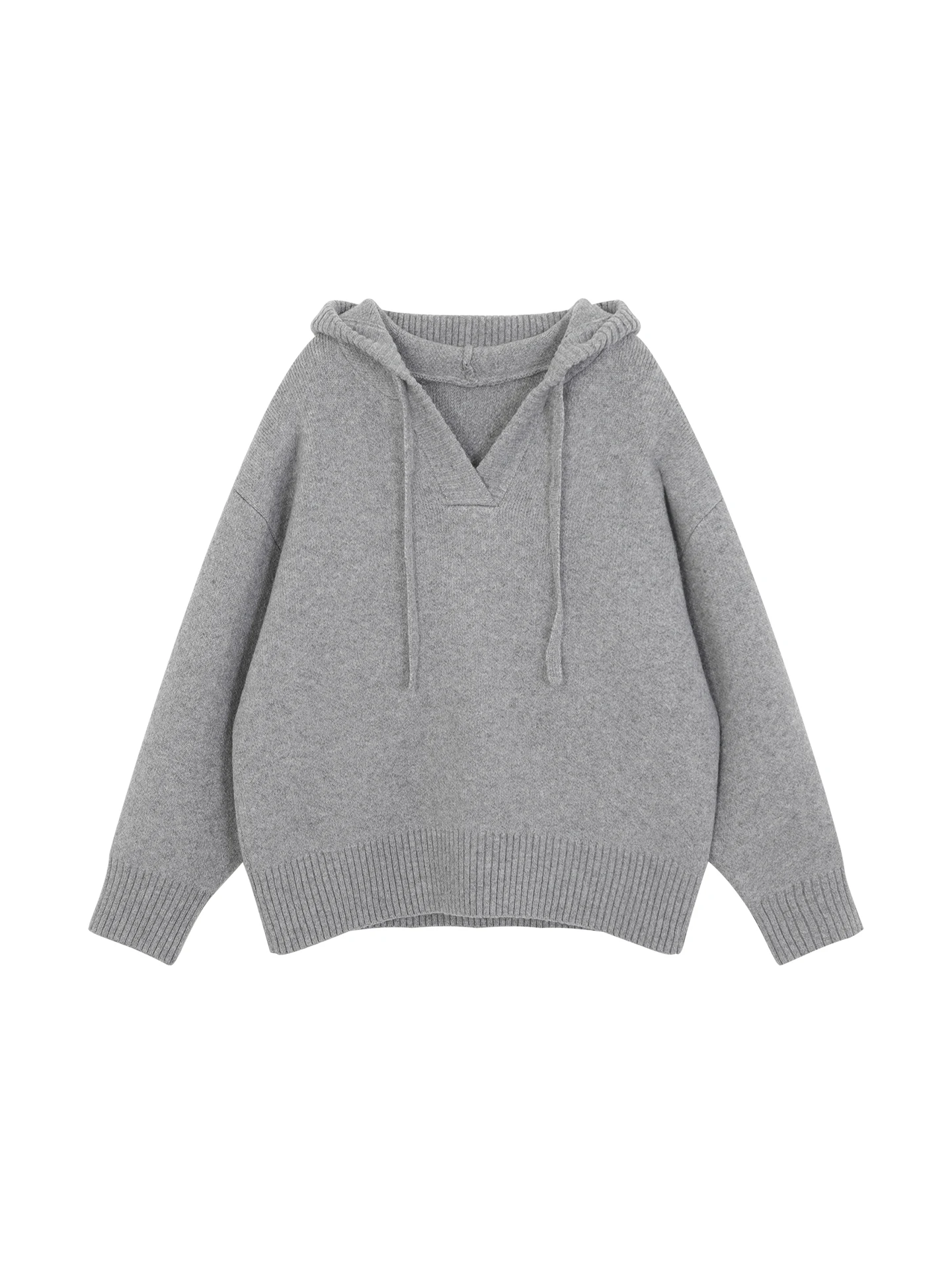 سترة نسائية فضفاضة محبوكة رمادية اللون بأسلوب كسول، ملابس خارجية عادية مريحة وقابلة للتنفس من مادة ناعمة بأكمام طويلة