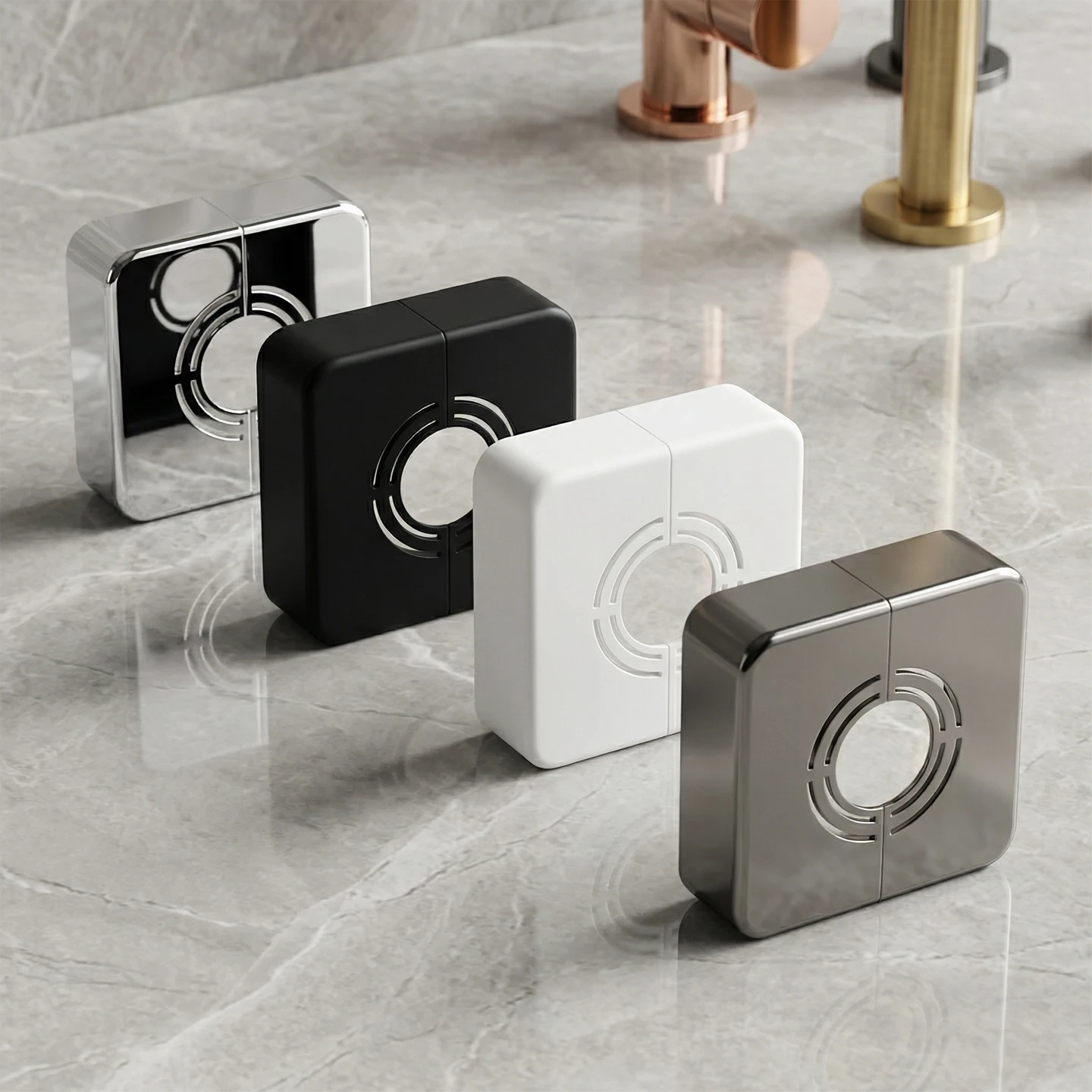Luxury Square Thickened Faucet Pipe Hole Decorative Cover Adjustable Split Wall Flange Quick Install Bathroom Accessory