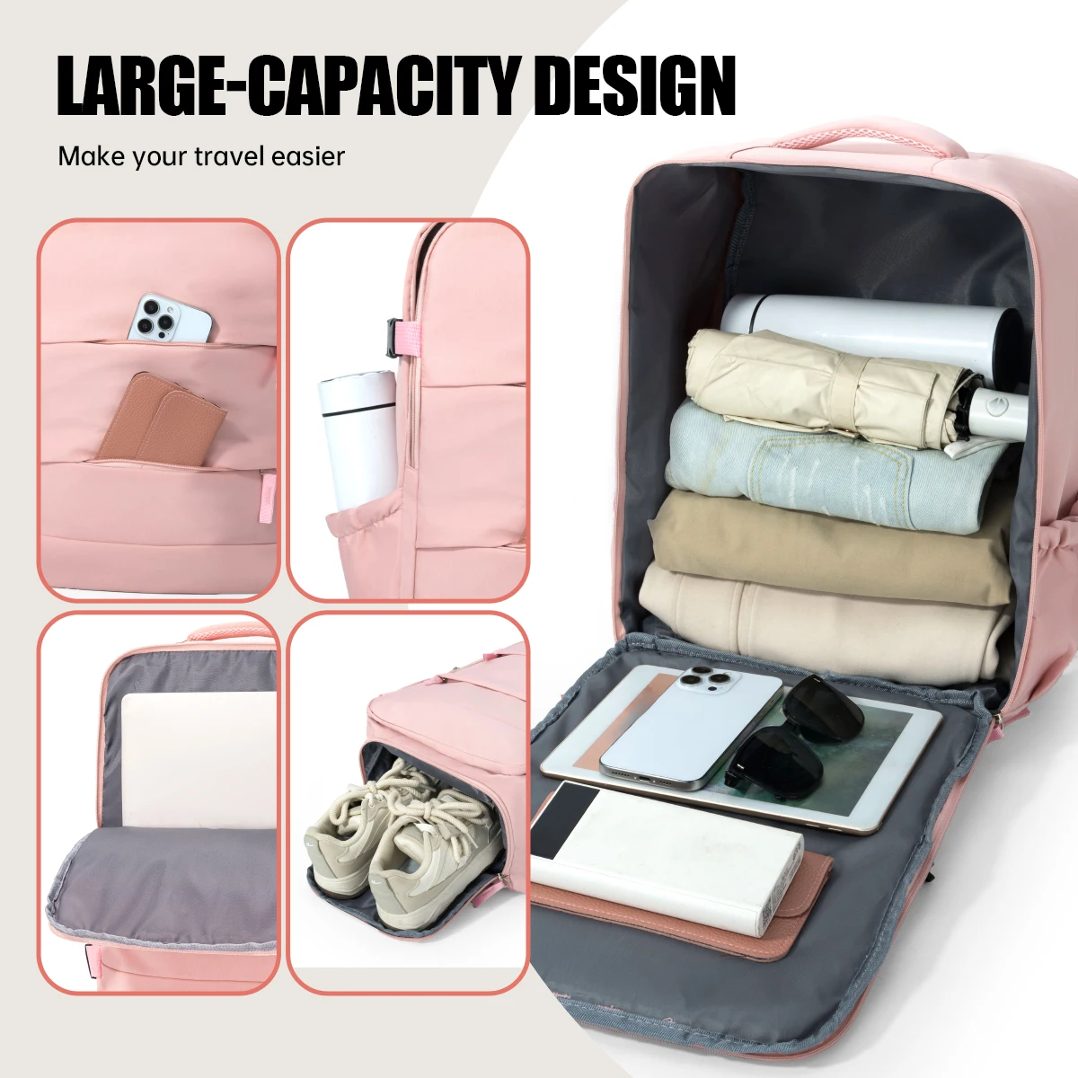 Cross-Border Travel Backpack, Men's and Women's Large-Capacity Shoe Compartment Luggage Bag, Computer Business Bag, Student School Bag, Commuting