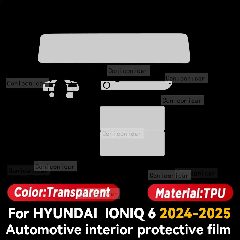 For HYUNDAI IONIQ 6 2024 2025 Car Gearbox Panel Film Dashboard Protective Sticker Interior Anti-Scratch Film Accessories