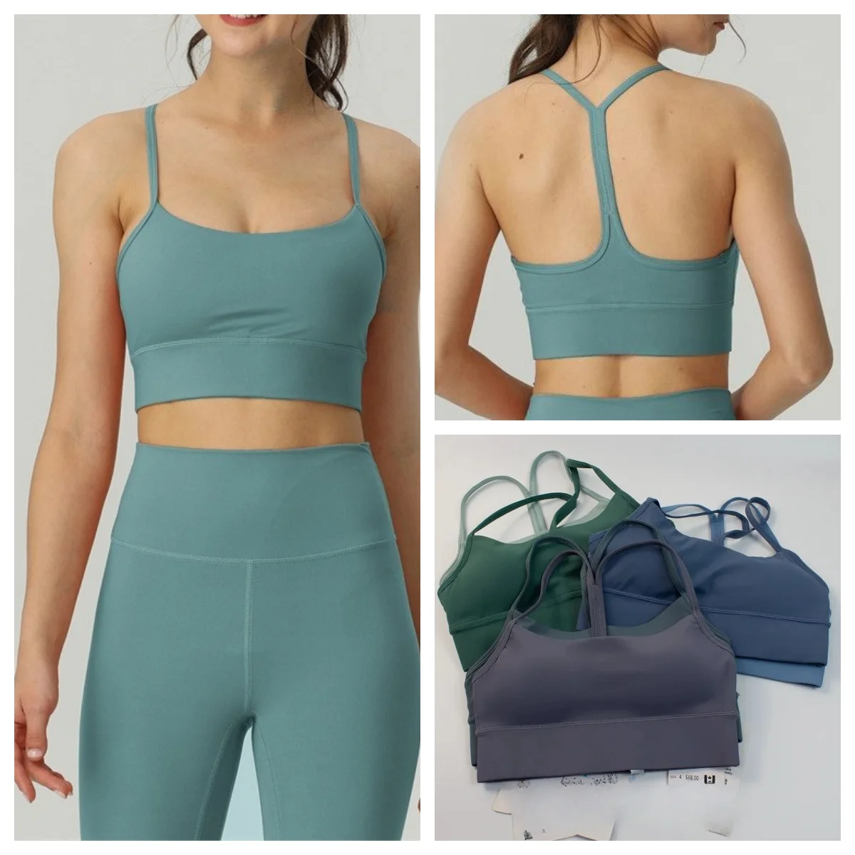 

Classic Y-shaped suspender women's yoga vest nude fabric built-in chest patch shockproof fitness exercise dance sports vest