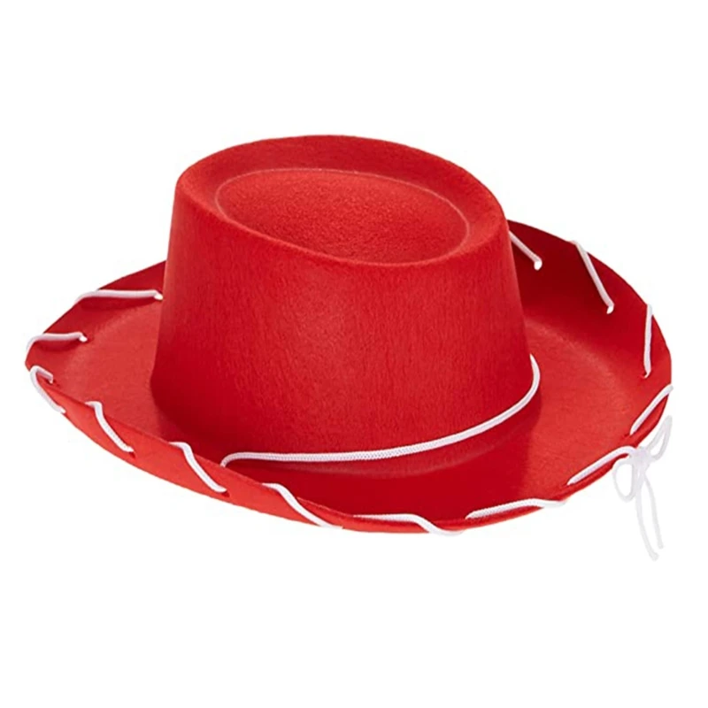 Sombrero fieltro rojo y marrón para niños, accesorio para disfraz, traje salvaje