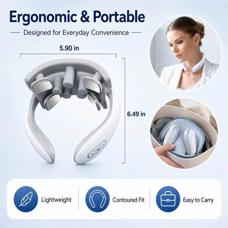Smart Neck Massager for Adults, 5 Massage Modes, Ergonomic Portable Neck Device for Office, Home & Travel Relaxation view 3