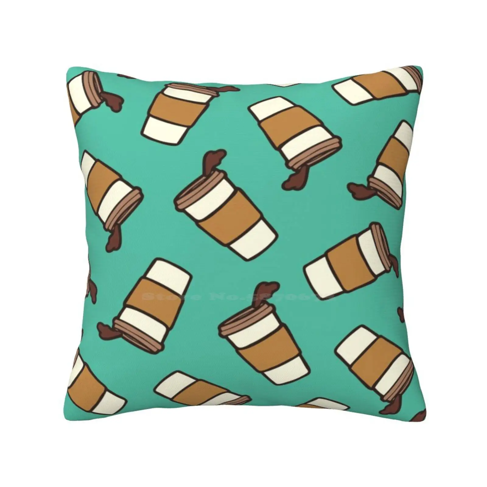 Take It Away Coffee Pattern Pillows Case Bedroom Home Decoration Cafe Take Away Paper Coffees Pattern Drinks Addict Lover