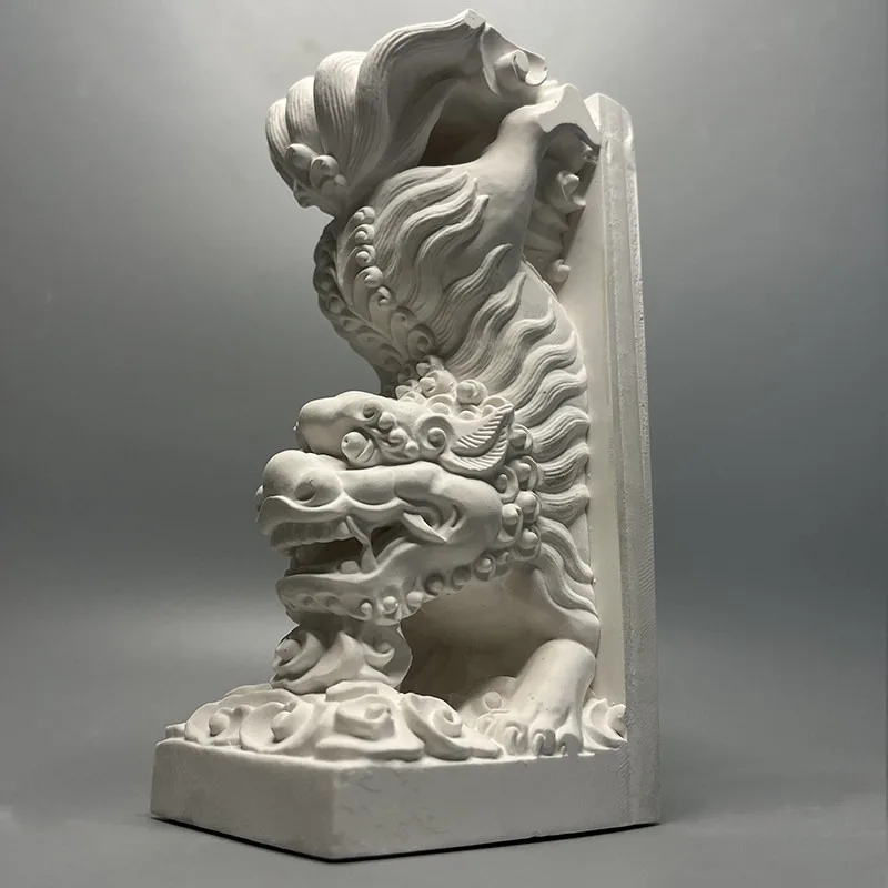 Chinese stone lion unicorn retro bookend office study book by desktop book storage home decoration ornament